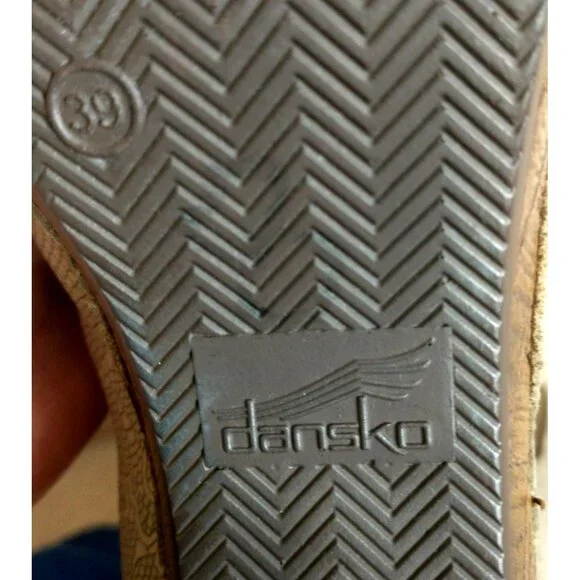 DANSKO Reggie Platform Heel Peep Toe Slingback Sandals Clogs Taupe - 8.5M US - Picture 8 of 9